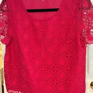 Kensie Vibrant Pink Lace Blouse..Pink lace